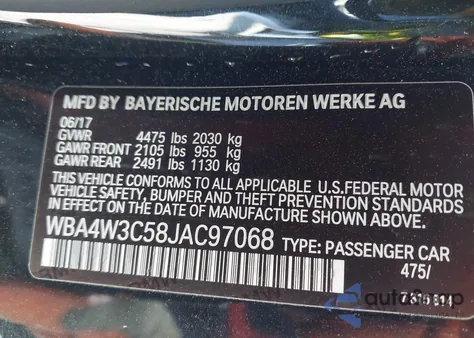 2018 BMW 430I from USA, damaged, VIN WBA4W3C58JAC97068